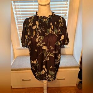Floral Black Blouse